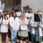 Medical students of GMC baramulla protest against reservation policy and reduction of open merit seat in neet