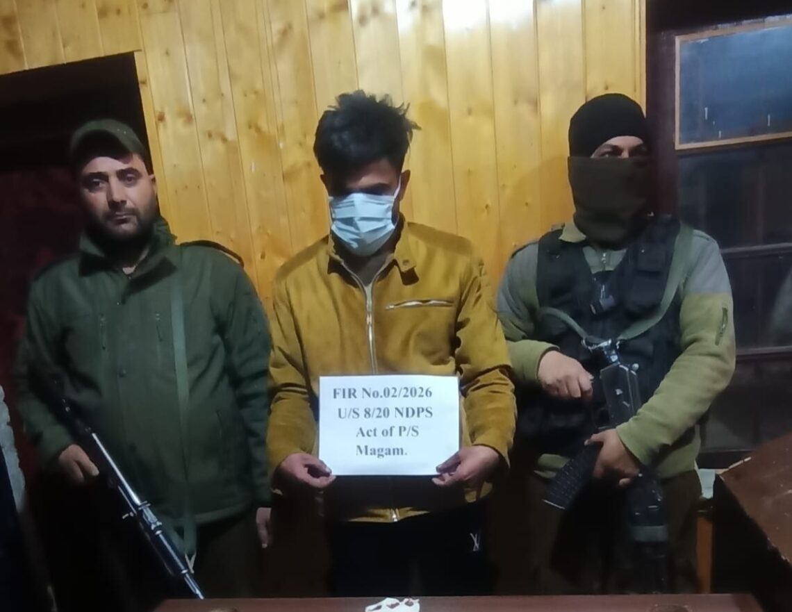 Police Arrests Drug Peddler In Budgam; Contraband Substance & Vehicle Seized
