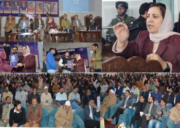 Sakeena Itoo felicitates 12th class meritorious students at GDC Kulgam