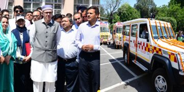 CM Omar Abdullah flags off ambulances, healthcare equipment under JKSPDC CSR initiative